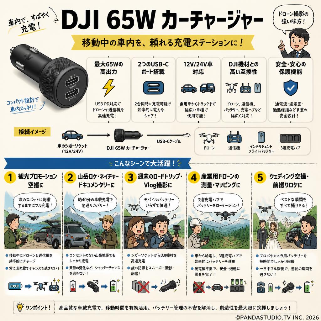 DJI 65W カーチャージャー 用途