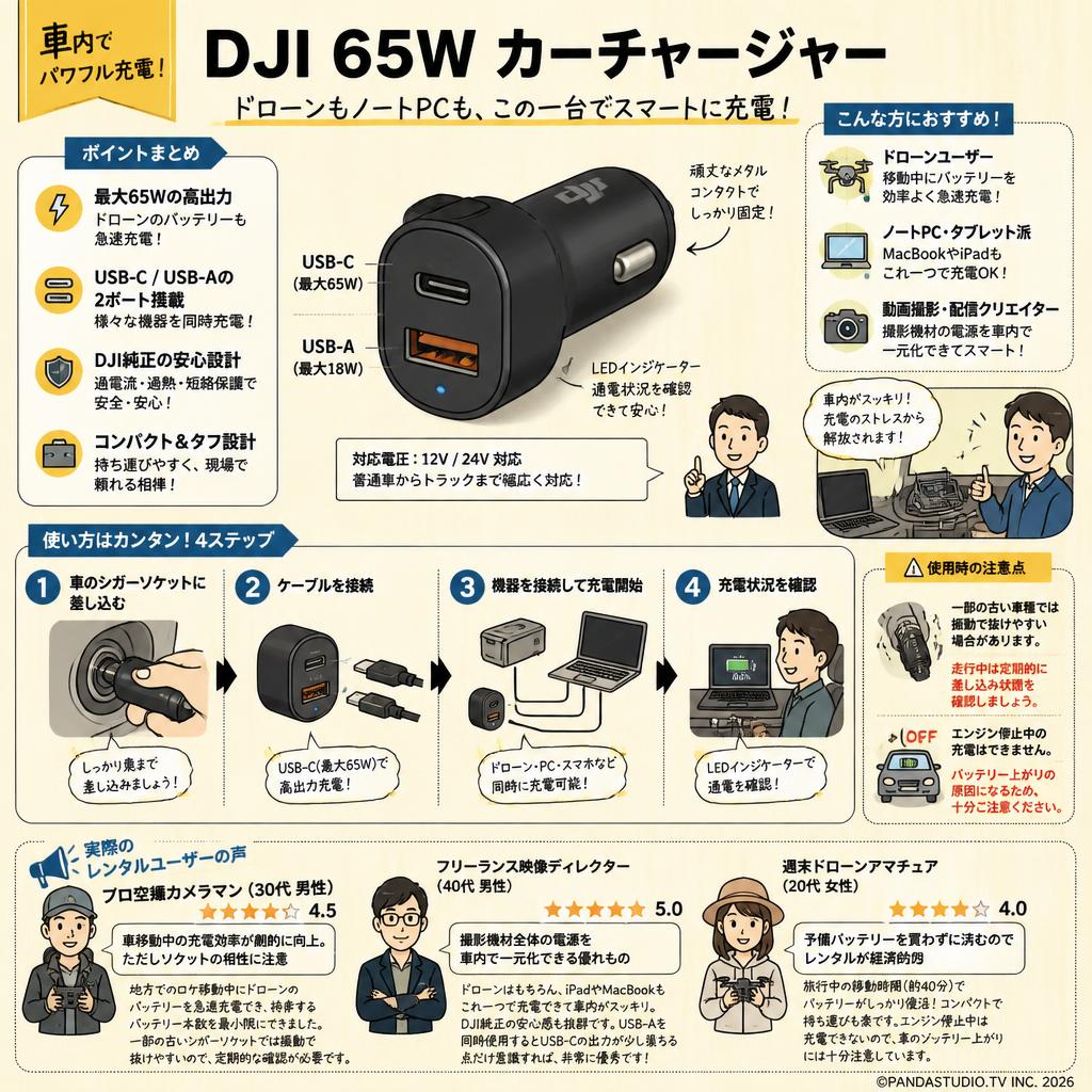 DJI 65W カーチャージャー インターネット上のお客様の声（評判）