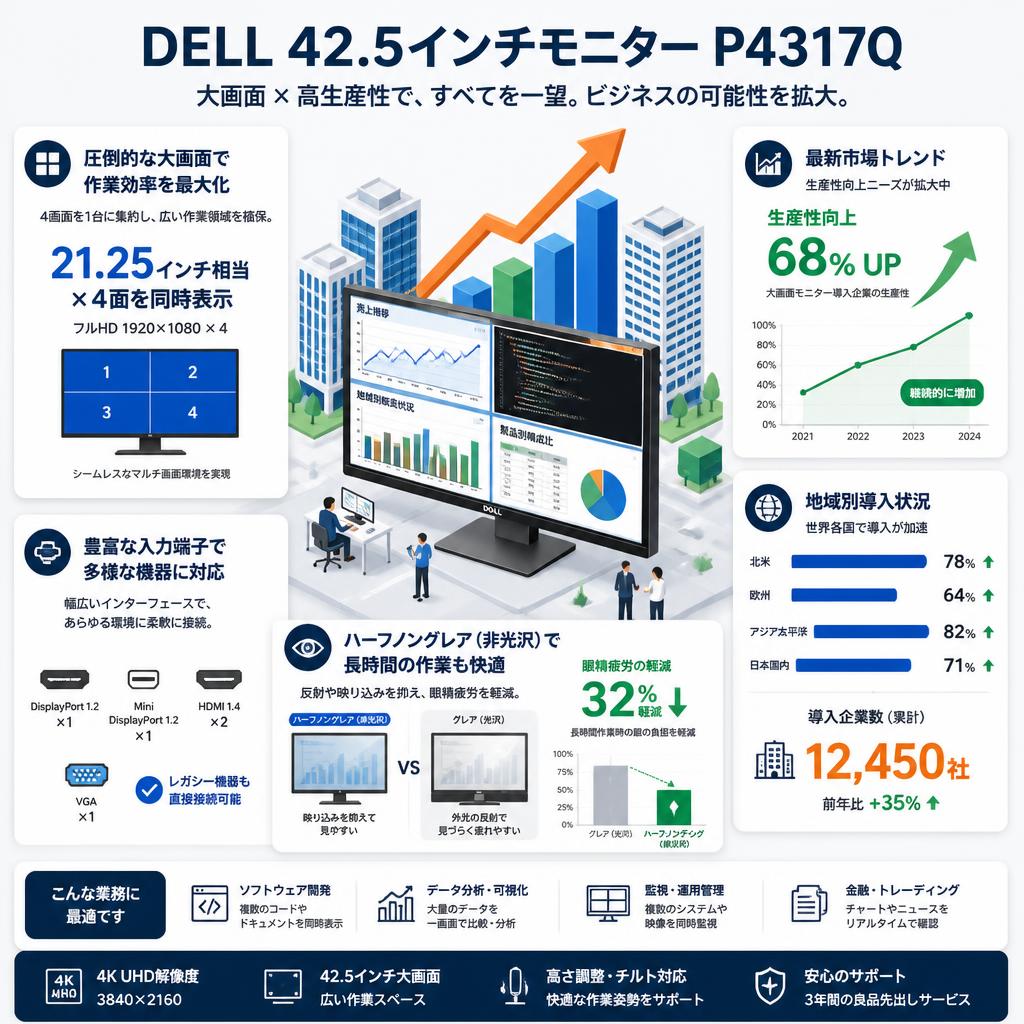 DELL 42.5インチモニター P4317Q セールスポイント