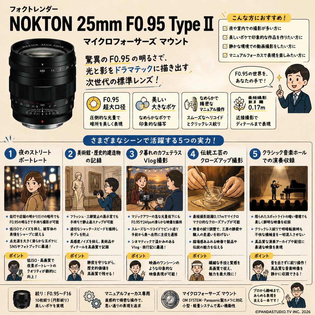 フォクトレンダー NOKTON 25mm F0.95 Type II マイクロフォーサーズ マウント 用途