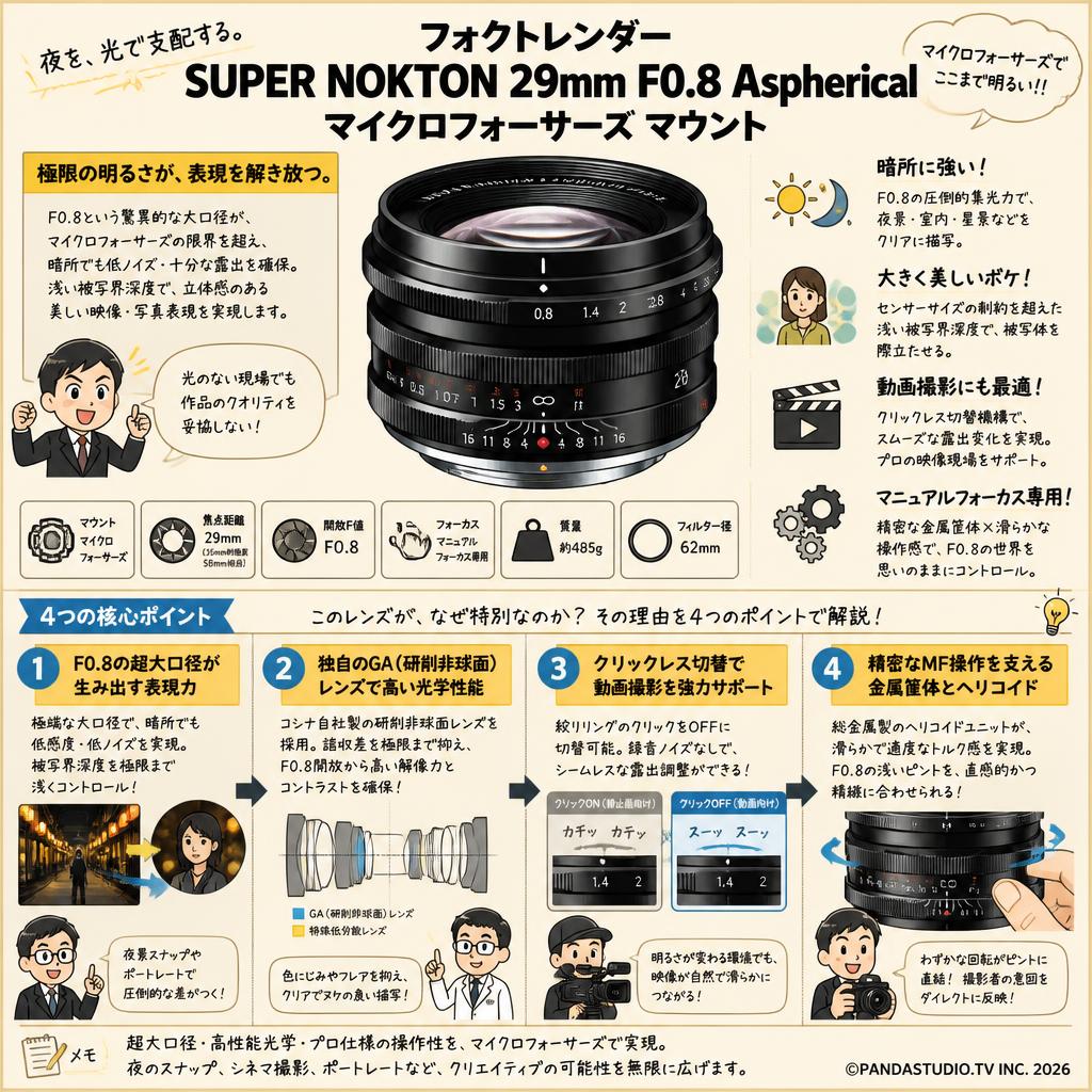 フォクトレンダー  SUPER NOKTON 29mm F0.8 Aspherical マイクロフォーサーズ マウント 概要