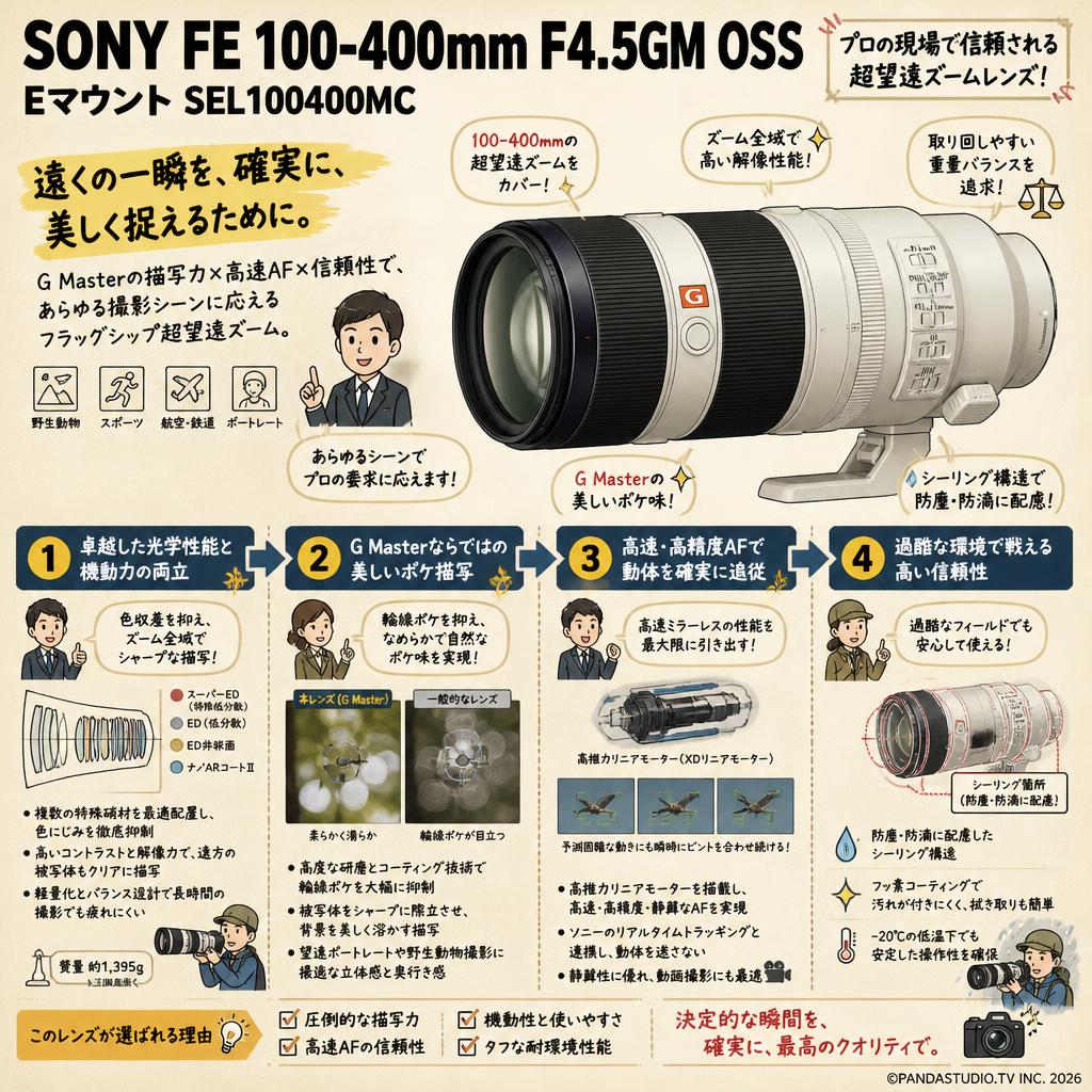 SONY FE 100-400mm F4.5 GM OSS  Eマウント SEL100400MC 概要