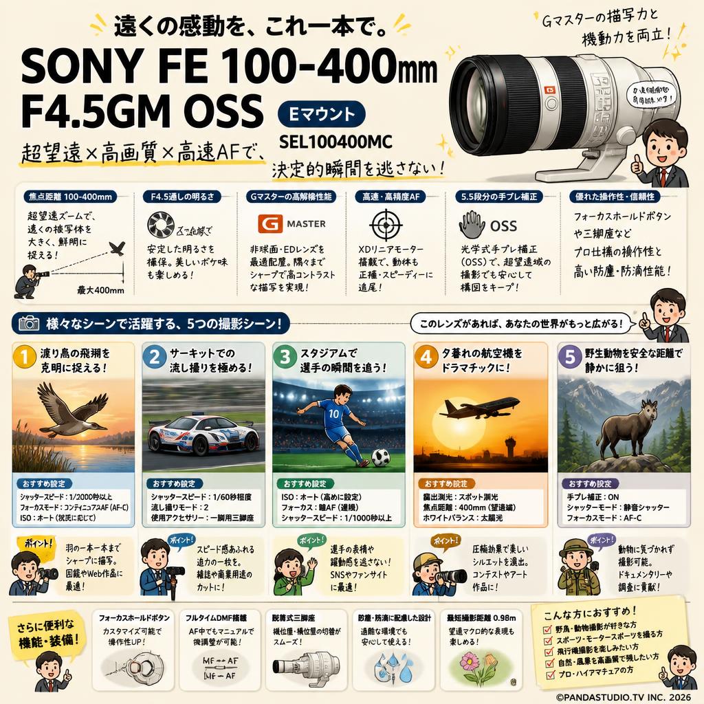 SONY FE 100-400mm F4.5 GM OSS  Eマウント SEL100400MC 用途