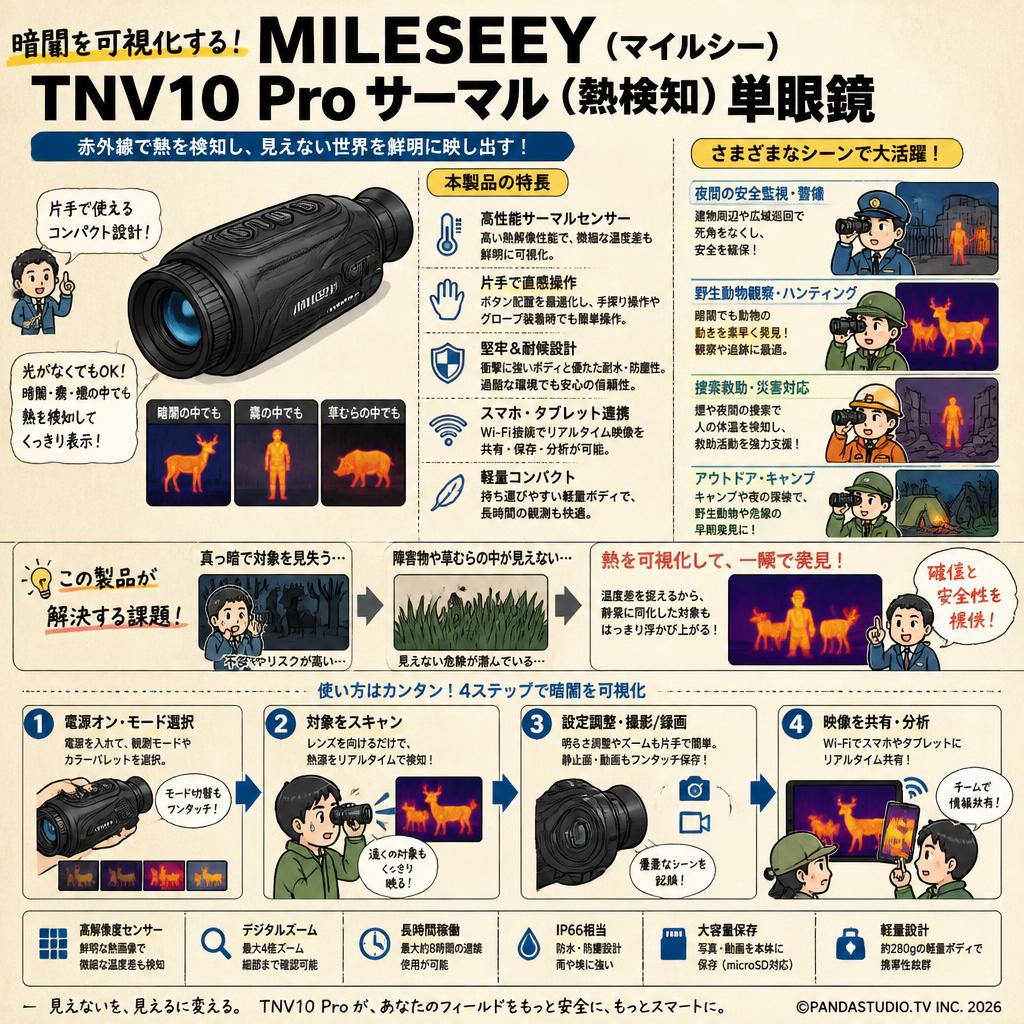 MILESEEY（マイルシー）TNV10 Pro サーマル (熱検知) 単眼鏡 概要