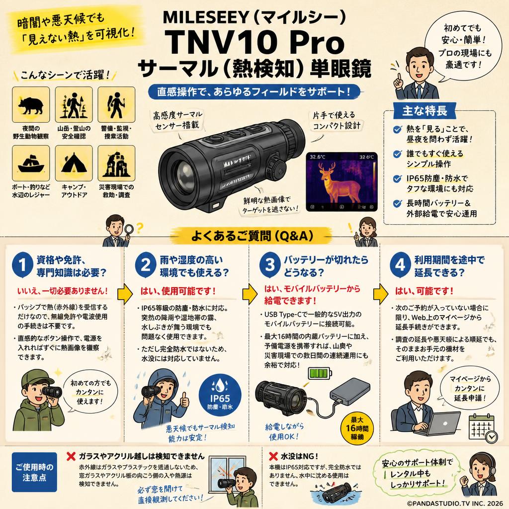 MILESEEY（マイルシー）TNV10 Pro サーマル (熱検知) 単眼鏡 FAQ（よくある質問と答え）