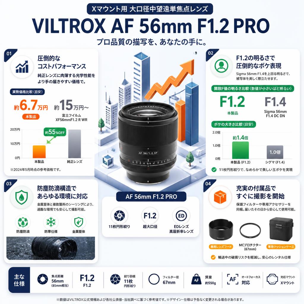 Viltrox AF 56mm F1.2 PRO Xマウント セールスポイント