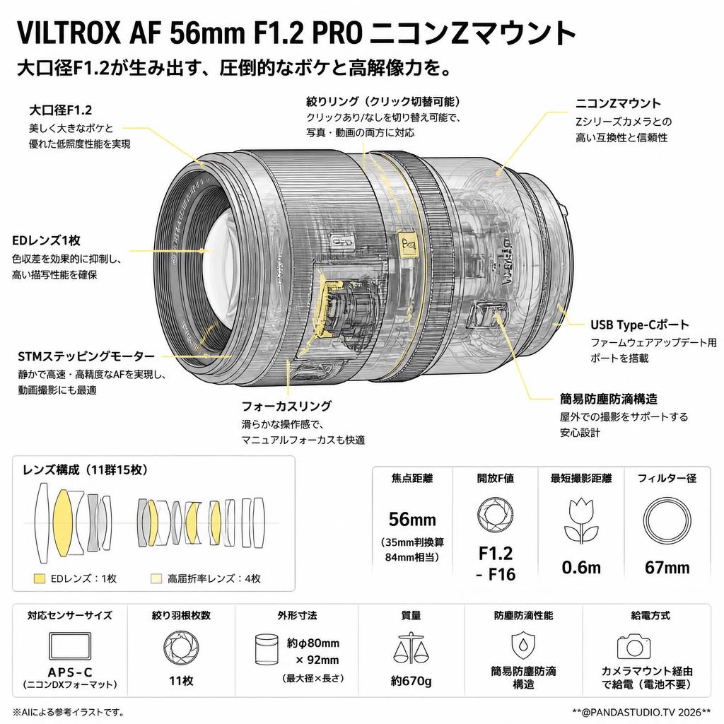 Viltrox AF 56mm F1.2 PRO ニコンZマウント スペック