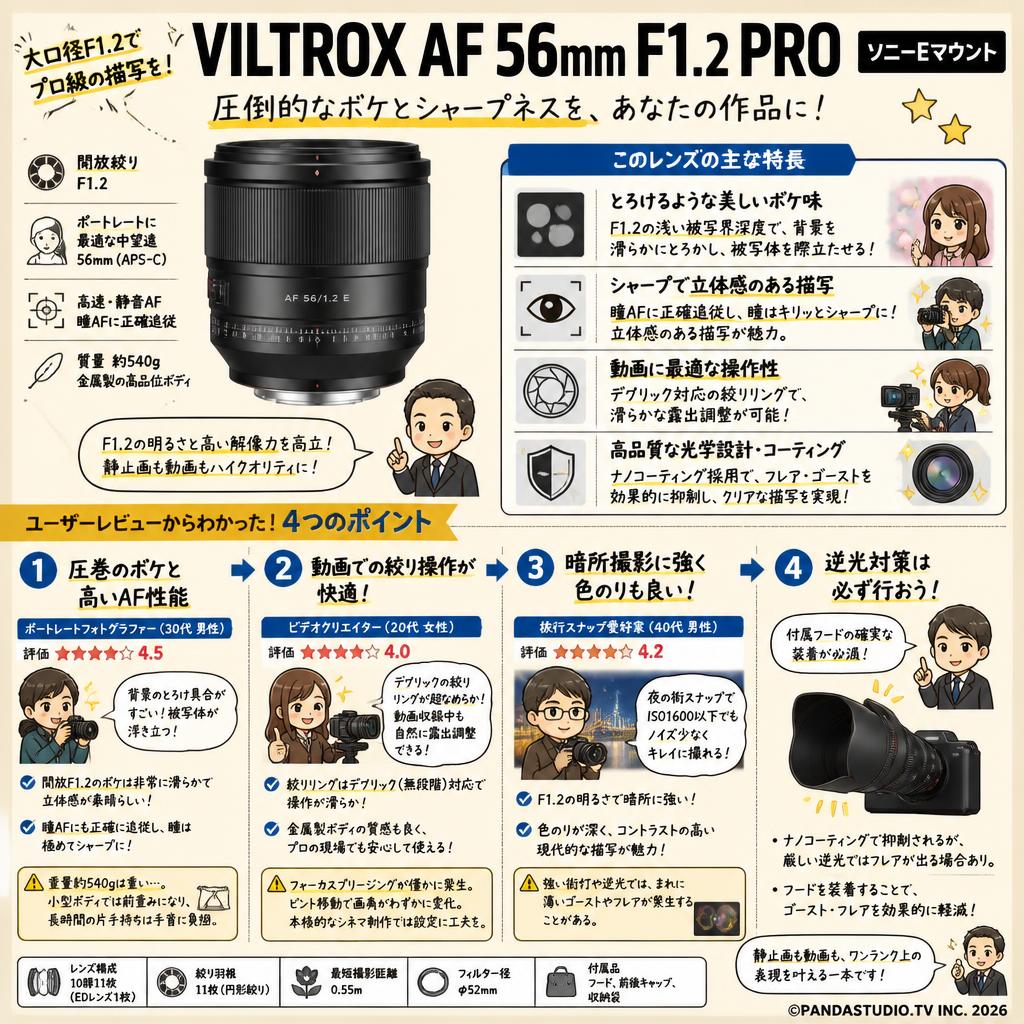 Viltrox AF 56mm F1.2 PRO ソニーEマウント インターネット上のお客様の声（評判）