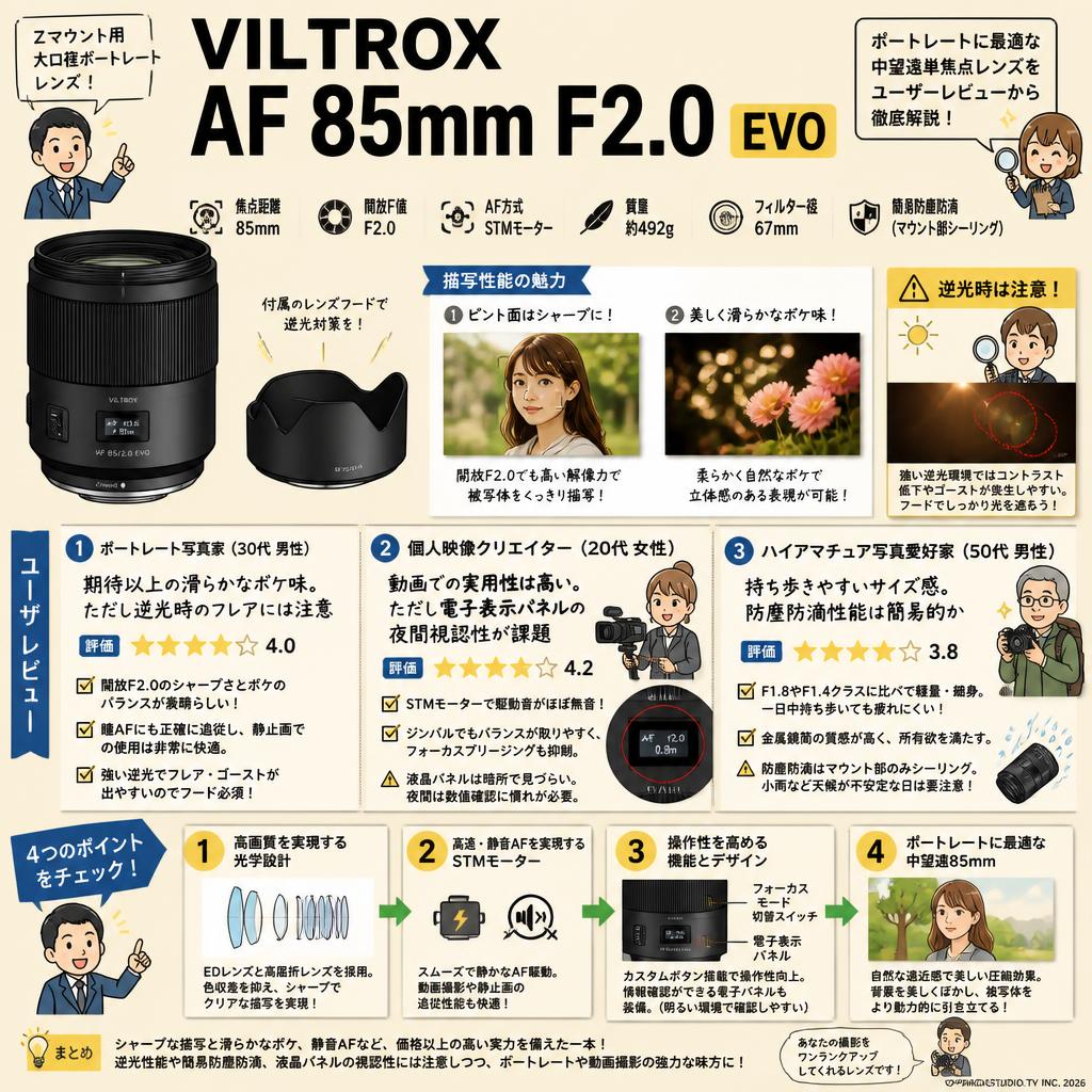 Viltrox AF 85mm F2.0 EVO Zマウント インターネット上のお客様の声（評判）