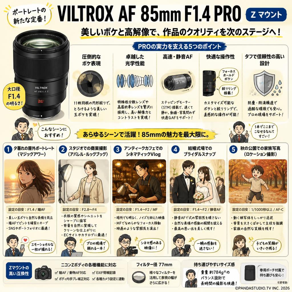 Viltrox AF 85mm F1.4 PRO フルサイズ Zマウント 用途