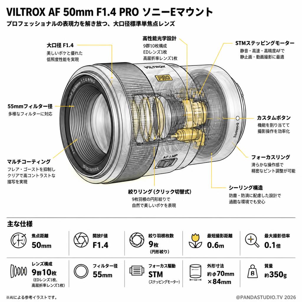 Viltrox AF 50mm F1.4 PRO ソニーEマウント スペック