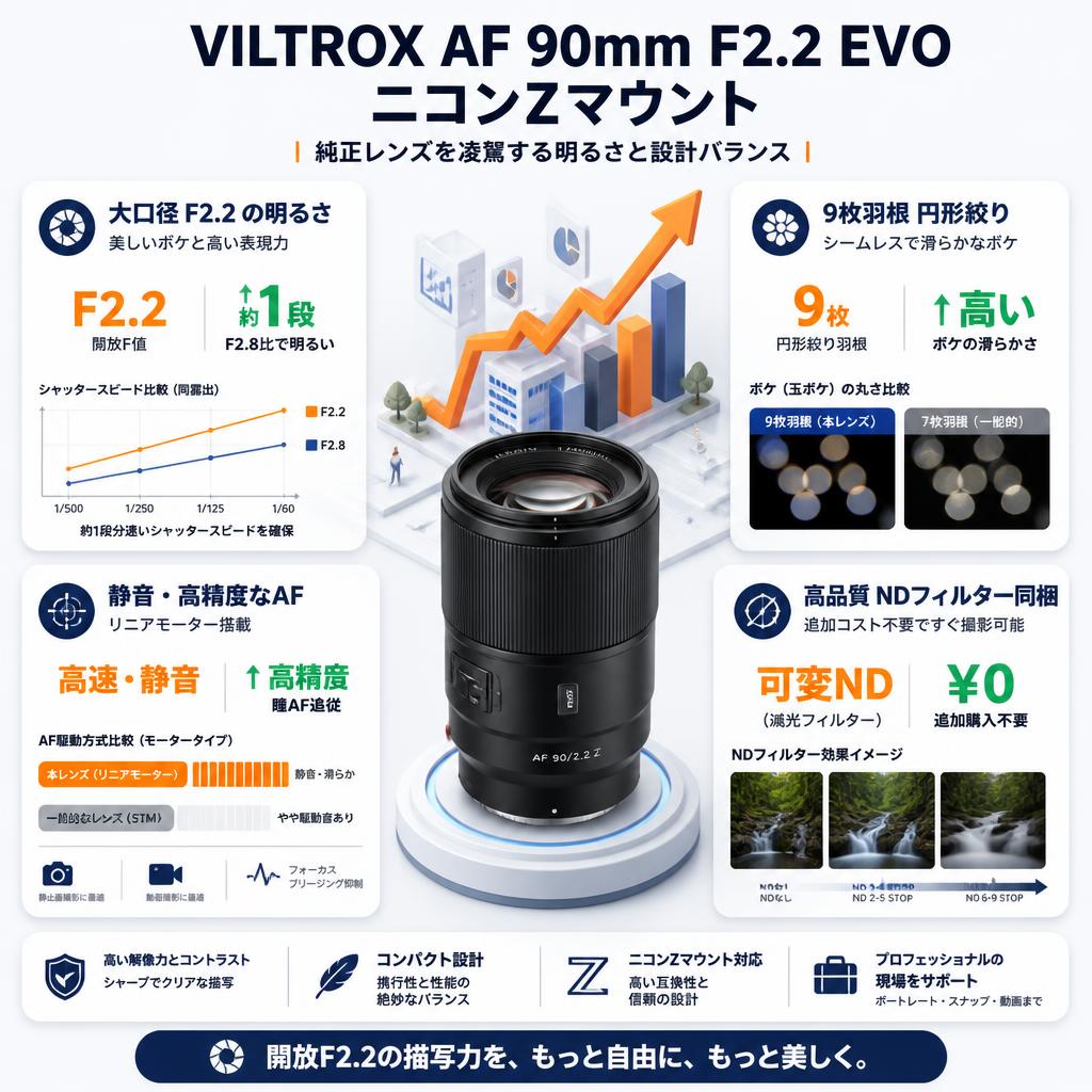 VILTROX AF 90mm F2.2 EVO  ニコンZマウント セールスポイント