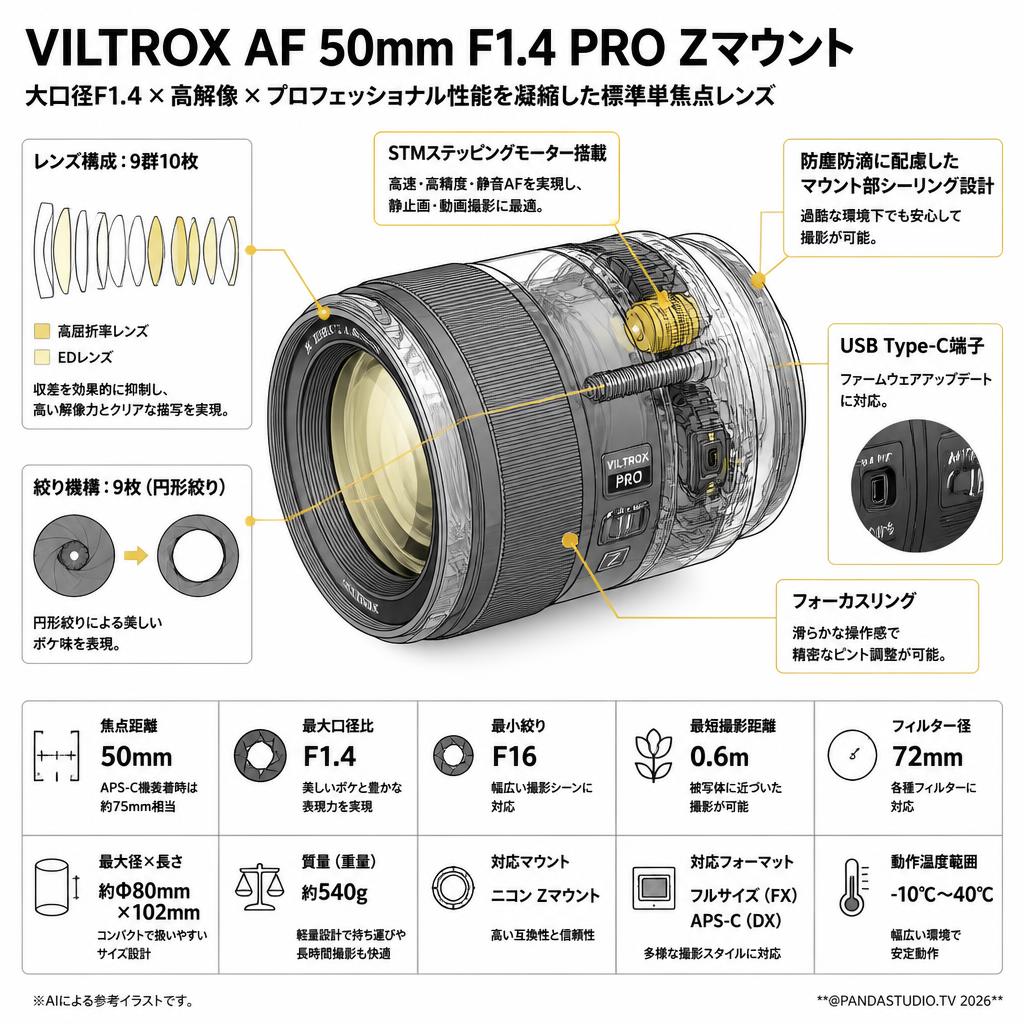 Viltrox AF 50mm F1.4 PRO Zマウント スペック