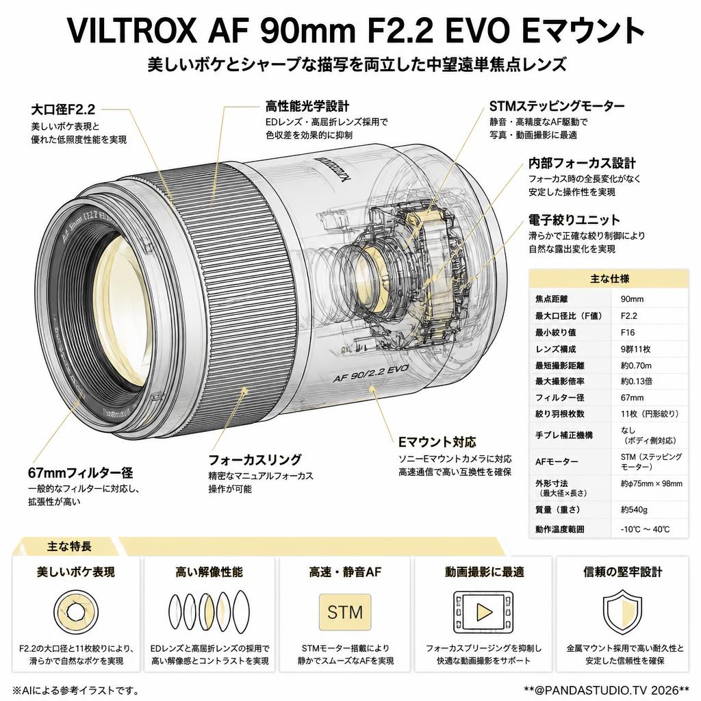 Viltrox AF 90mm F2.2 EVO Eマウント スペック
