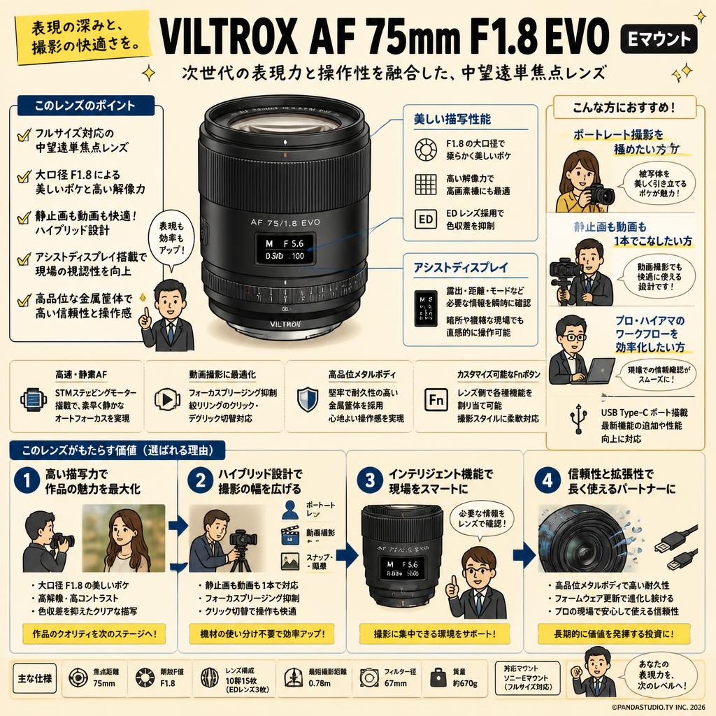 Viltrox AF 75mm F1.8 EVO  Eマウント 概要