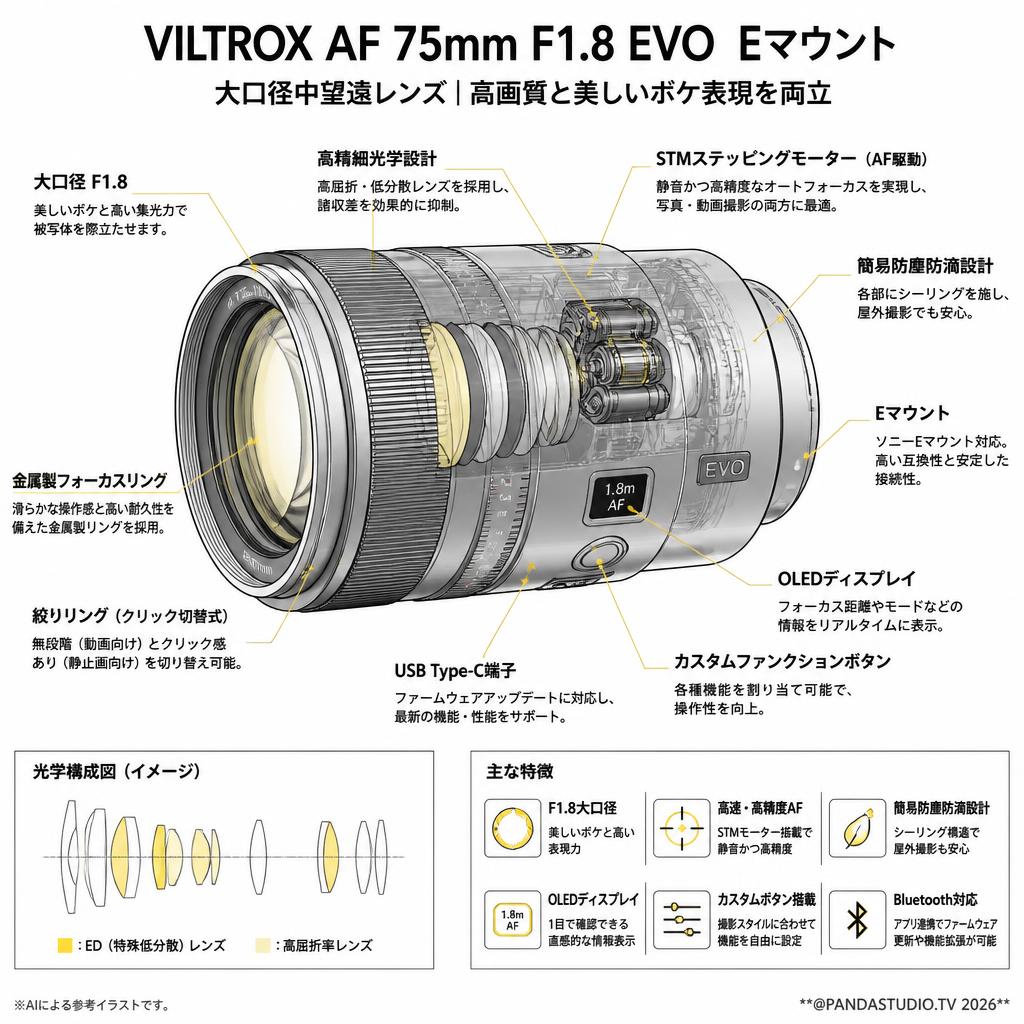 Viltrox AF 75mm F1.8 EVO  Eマウント スペック