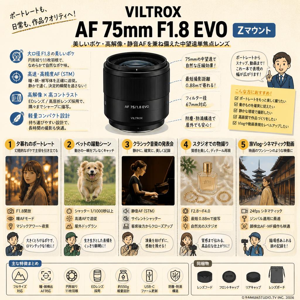 Viltrox AF 75mm F1.8 EVO Zマウント 用途
