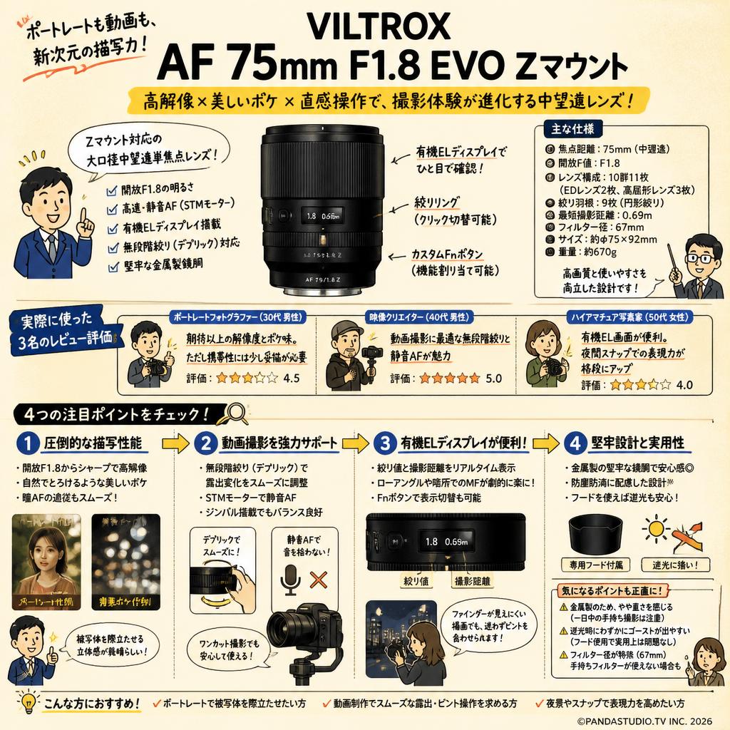 Viltrox AF 75mm F1.8 EVO Zマウント インターネット上のお客様の声（評判）