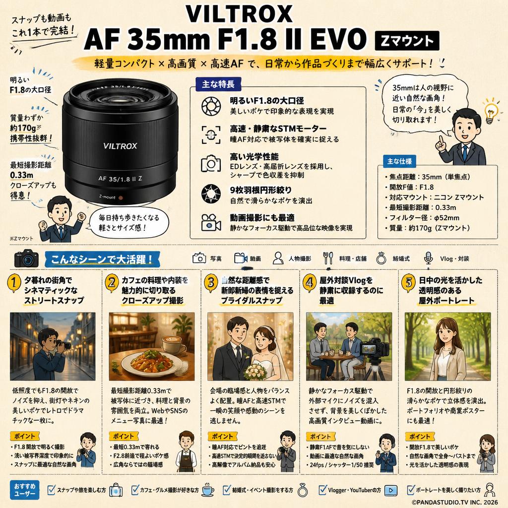 Viltrox AF 35mm F1.8 II EVO Zマウント 用途