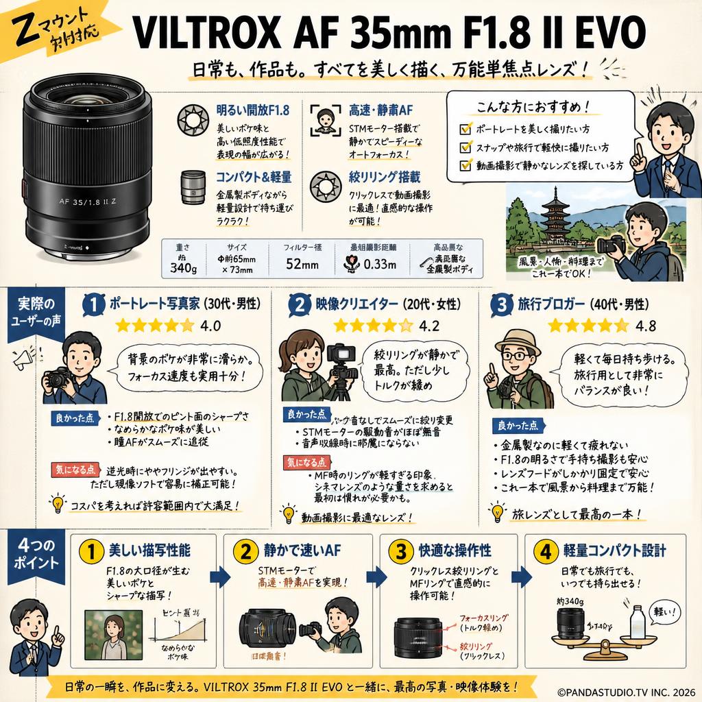 Viltrox AF 35mm F1.8 II EVO Zマウント インターネット上のお客様の声（評判）