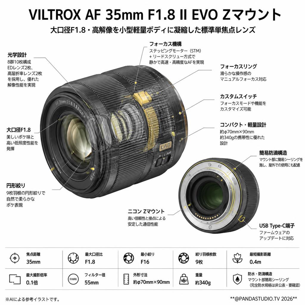 Viltrox AF 35mm F1.8 II EVO Zマウント スペック