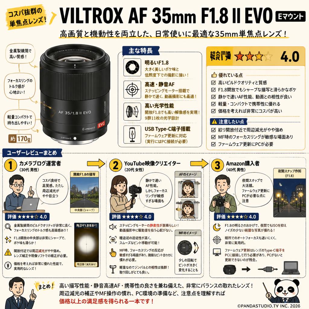 Viltrox AF 35mm F1.8 II EVO Eマウント インターネット上のお客様の声（評判）