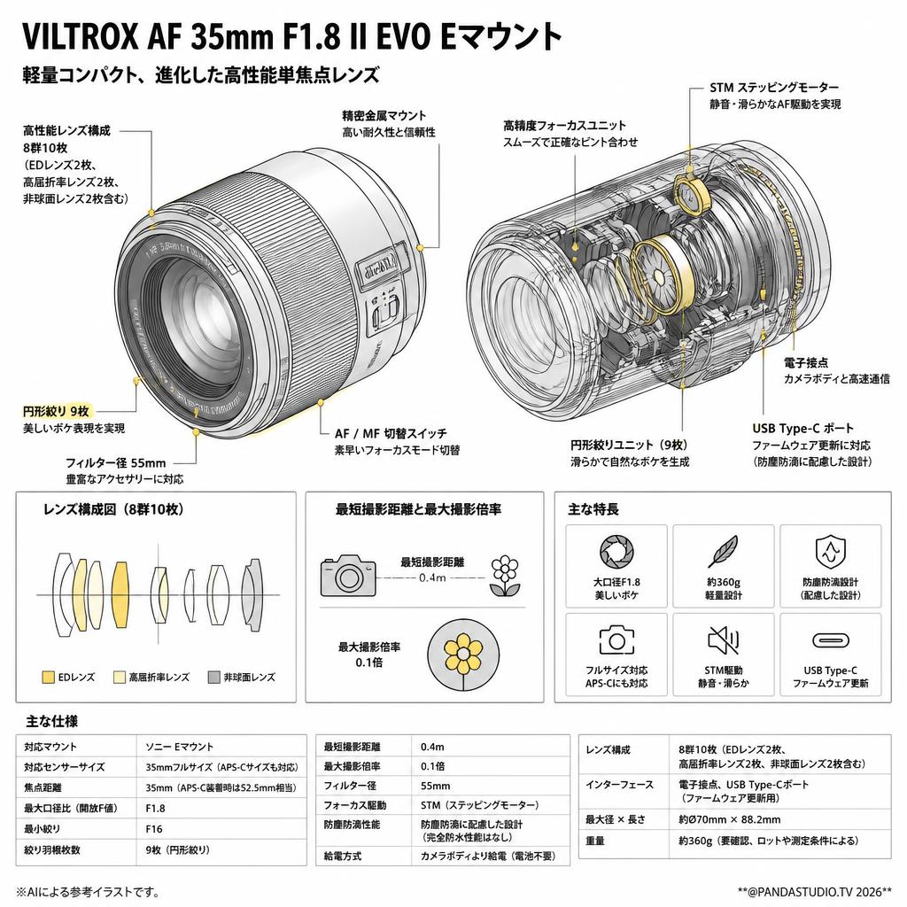 Viltrox AF 35mm F1.8 II EVO Eマウント スペック