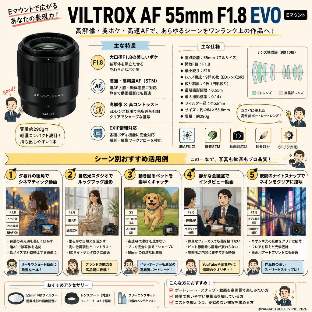 Viltrox AF 55mm F1.8 EVO Eマウント 用途