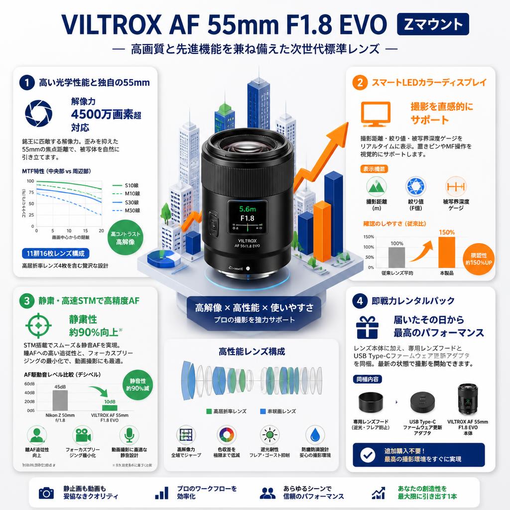 Viltrox AF 55mm F1.8 EVO  Zマウント セールスポイント