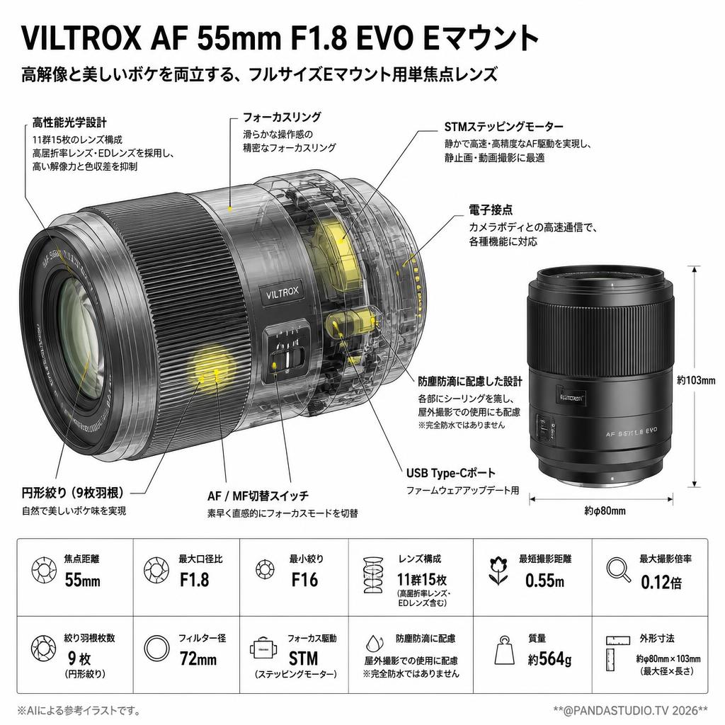 Viltrox AF 55mm F1.8 EVO Eマウント スペック
