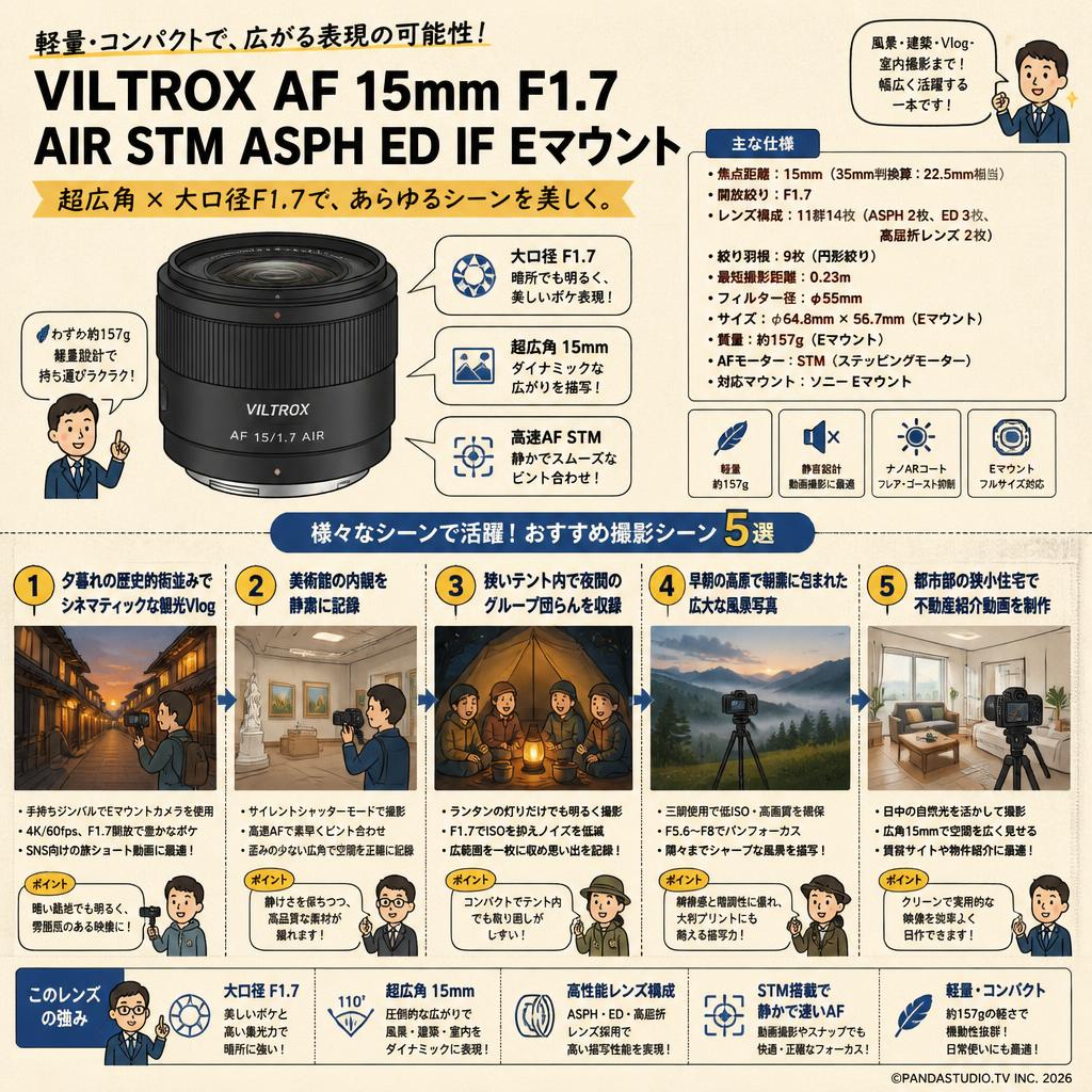 Viltrox AF 15mm F1.7 AIR STM ASPH ED IF Eマウント 用途