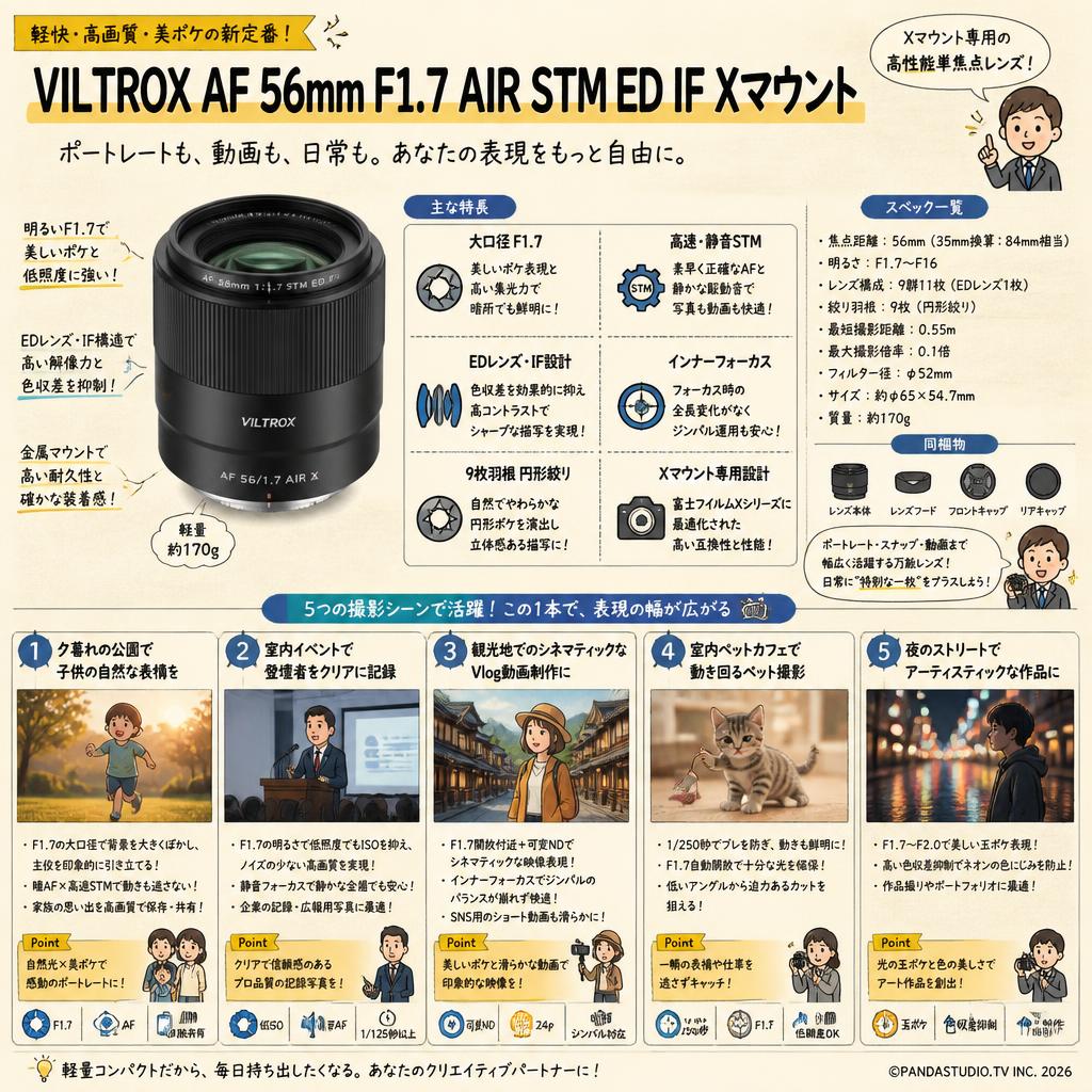 Viltrox AF 56mm F1.7 AIR STM ED IF Xマウント 用途