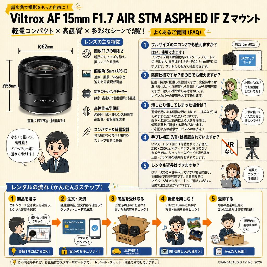 Viltrox AF 15mm F1.7 AIR STM ASPH ED IF Zマウント FAQ（よくある質問と答え）