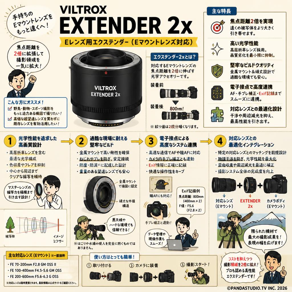 Viltrox EXTENDER 2x Eレンズ用エクステンダー（Eマウントレンズ対応) 概要