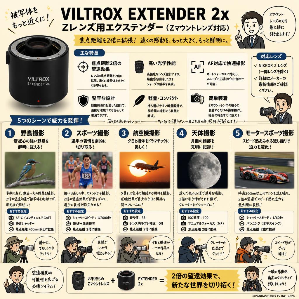 Viltrox EXTENDER 2x Zレンズ用エクステンダー（Zマウントレンズ対応) 用途
