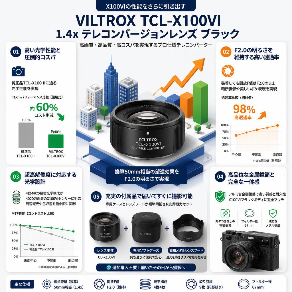 Viltrox TCL-X100VI 1.4x テレコンバージョンレンズ ブラック セールスポイント