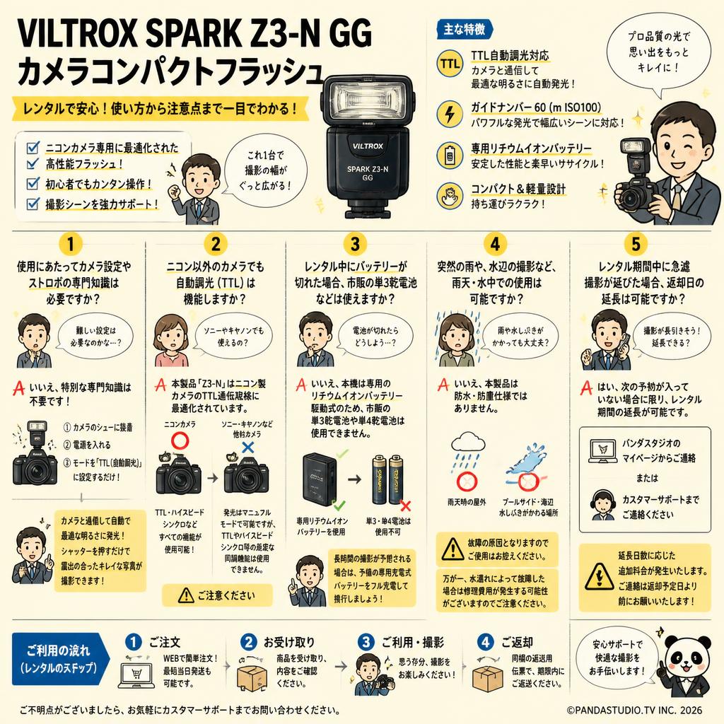 Viltrox Spark Z3-N GG カメラコンパクトフラッシュ FAQ（よくある質問と答え）