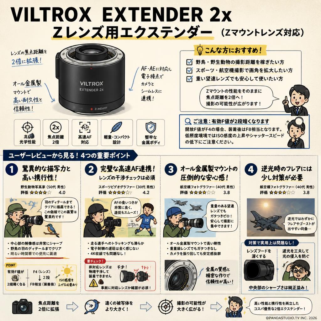 Viltrox EXTENDER 2x Zレンズ用エクステンダー（Zマウントレンズ対応) インターネット上のお客様の声（評判）
