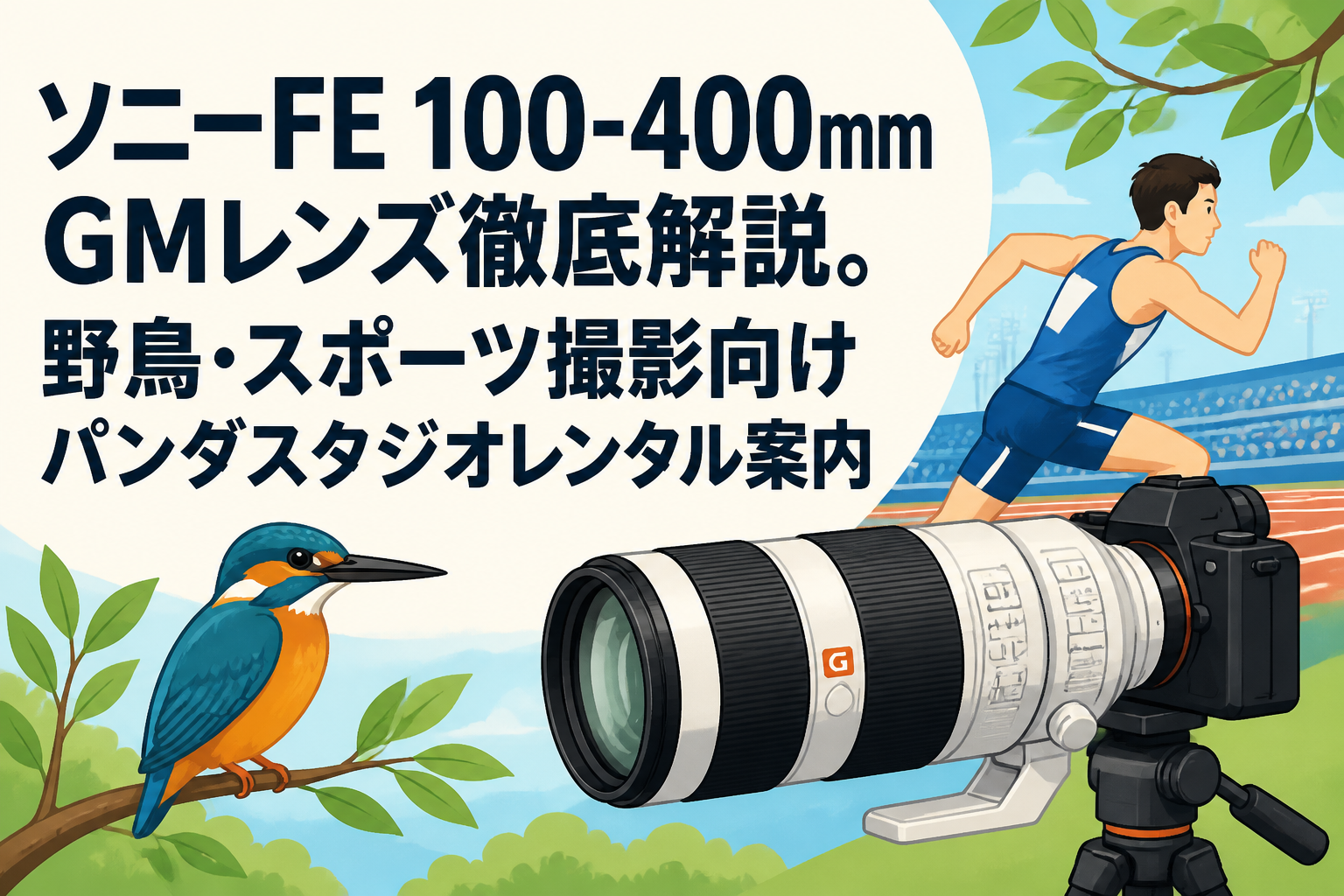 ソニーFE 100-400mm GMレンズ徹底解説。野鳥・スポーツ撮影向けパンダスタジオレンタル案内