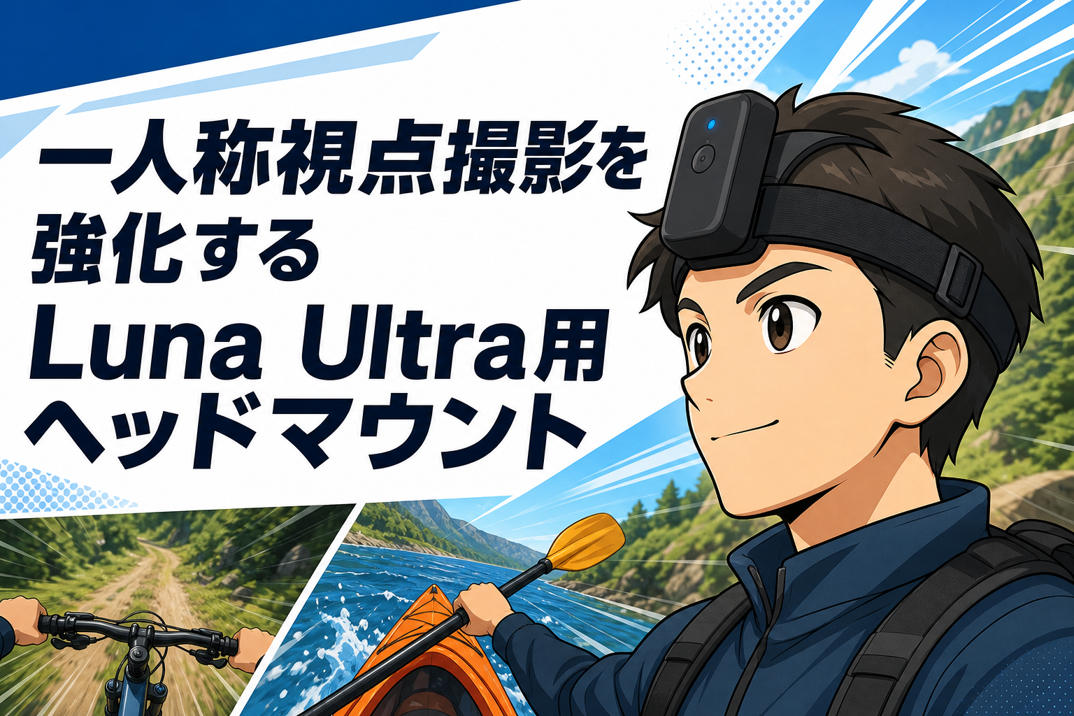 一人称視点撮影を強化するLuna Ultra用ヘッドマウント
