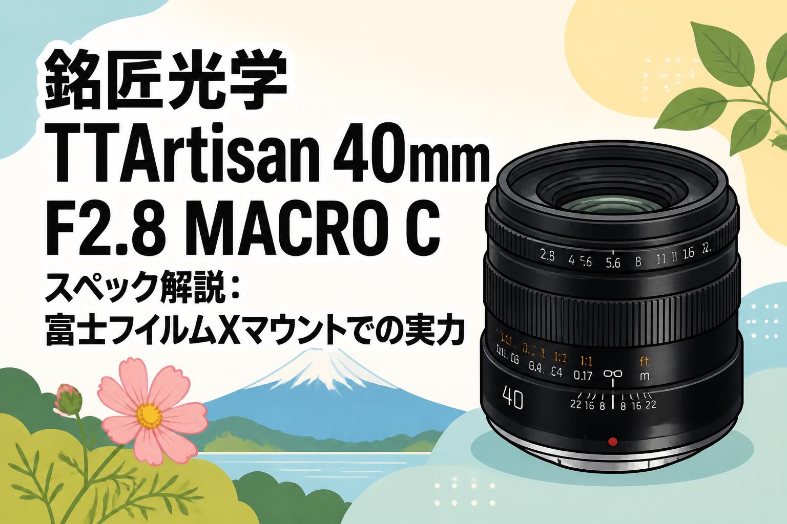 銘匠光学 TTArtisan 40mm F2.8 MACRO Cスペック解説：富士フイルムXマウントでの実力