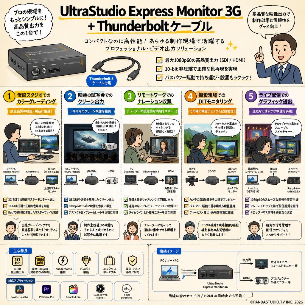 UltraStudio Express Monitor 3G + Thunderboltケーブル 用途