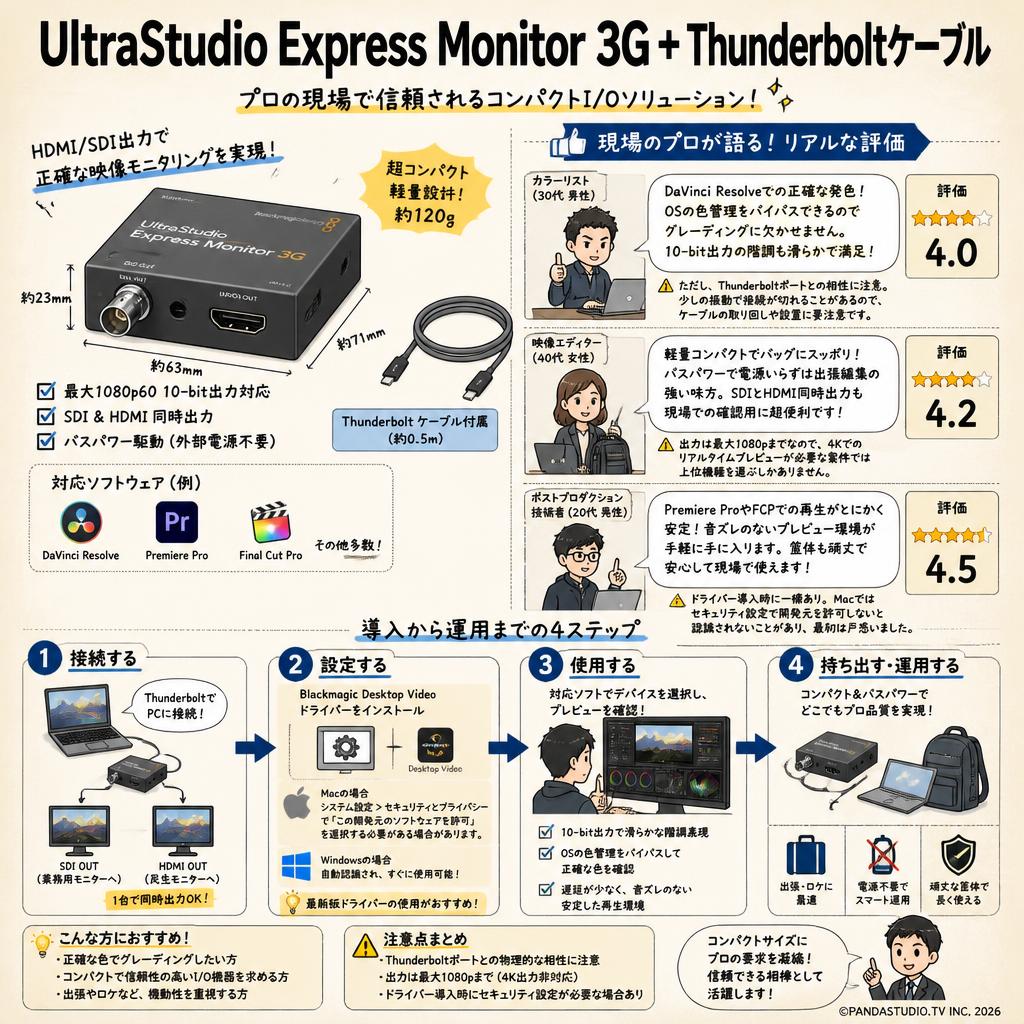 UltraStudio Express Monitor 3G + Thunderboltケーブル インターネット上のお客様の声（評判）