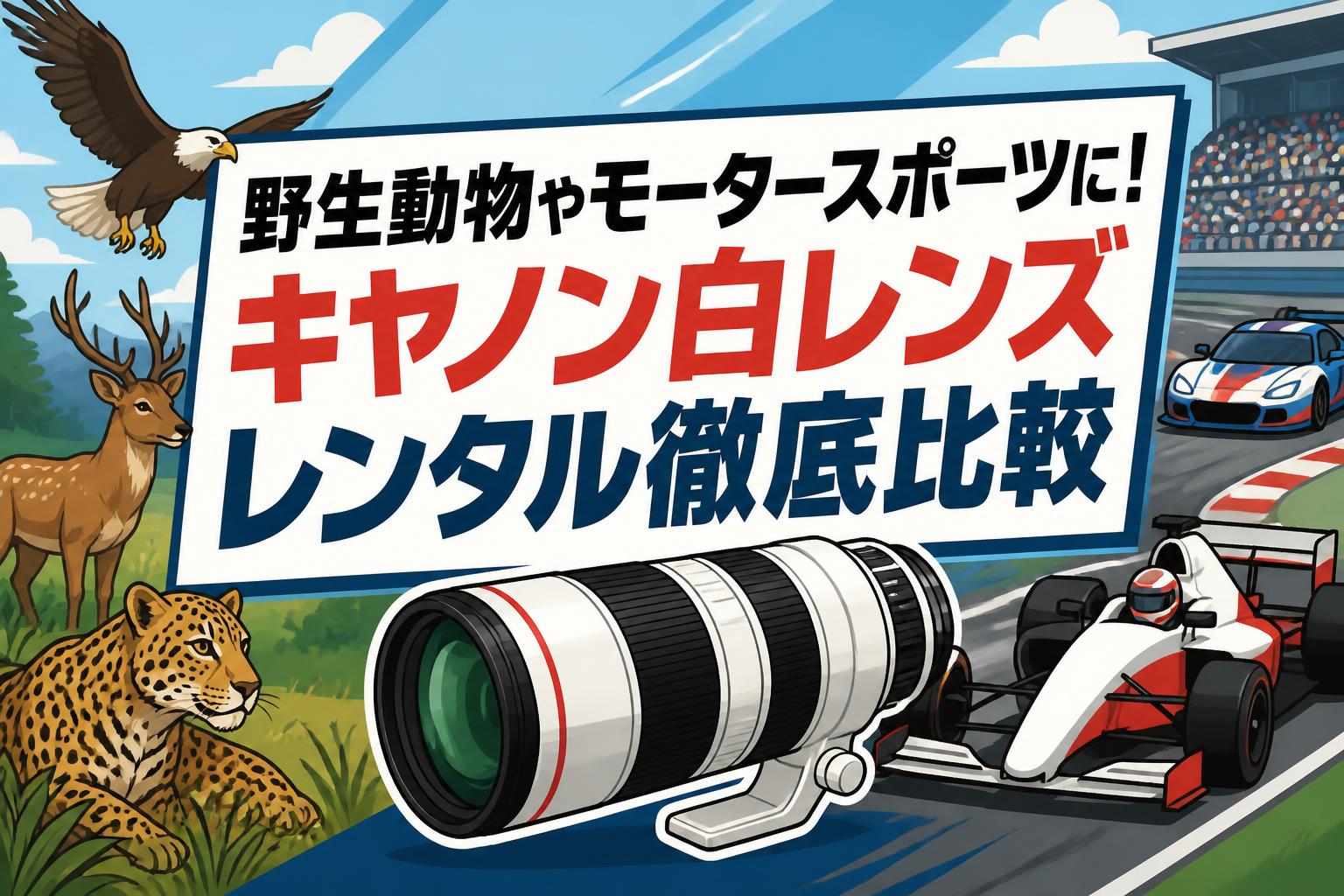野生動物やモータースポーツに！キヤノン白レンズレンタル徹底比較
