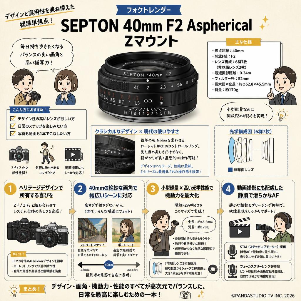 フォクトレンダー SEPTON 40mm F2 Aspherical  Zマウント 概要