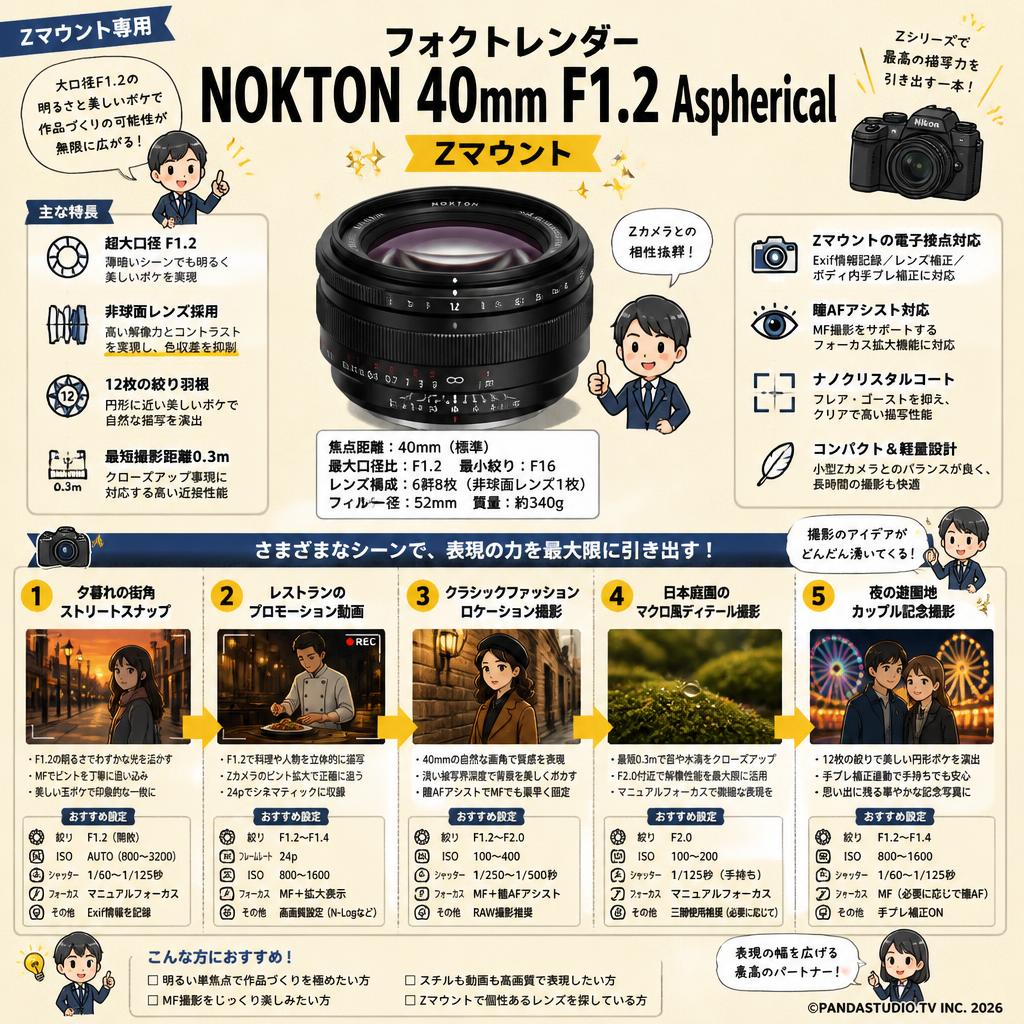 フォクトレンダー NOKTON 40mm F1.2 Aspherical  Zマウント 用途