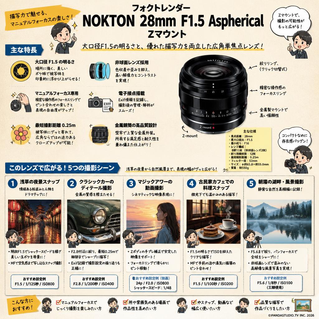 フォクトレンダー NOKTON 28mm F1.5 Aspherical  Zマウント 用途