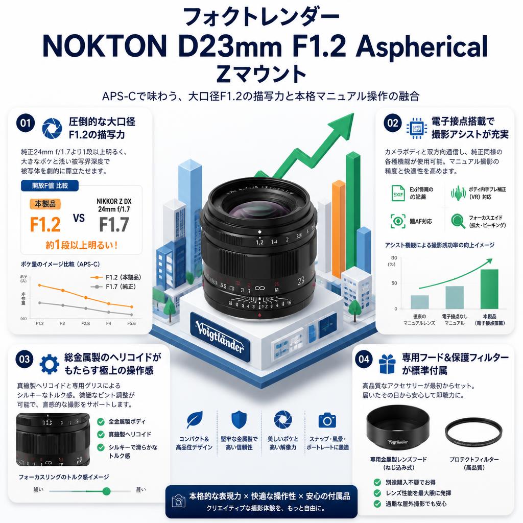 フォクトレンダー NOKTON D23mm F1.2 Aspherical Zマウント セールスポイント