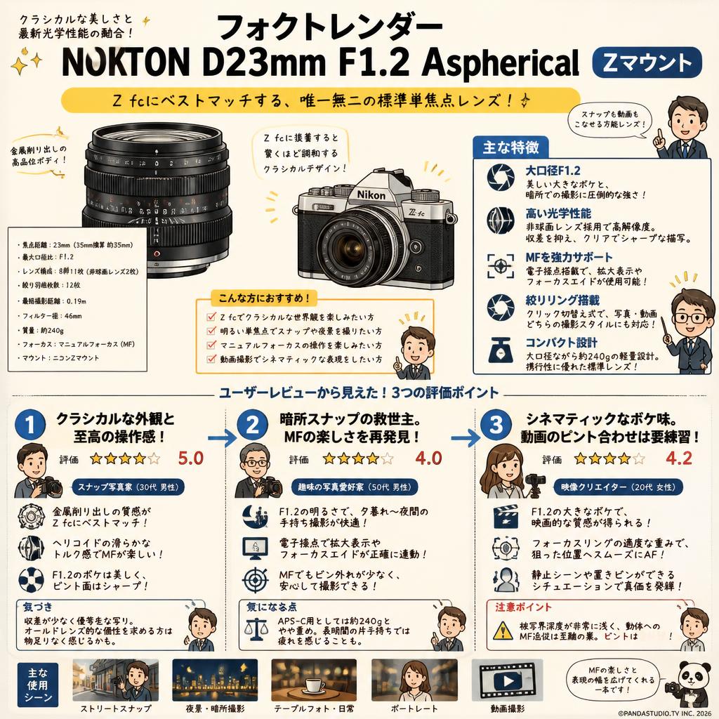 フォクトレンダー NOKTON D23mm F1.2 Aspherical Zマウント インターネット上のお客様の声（評判）