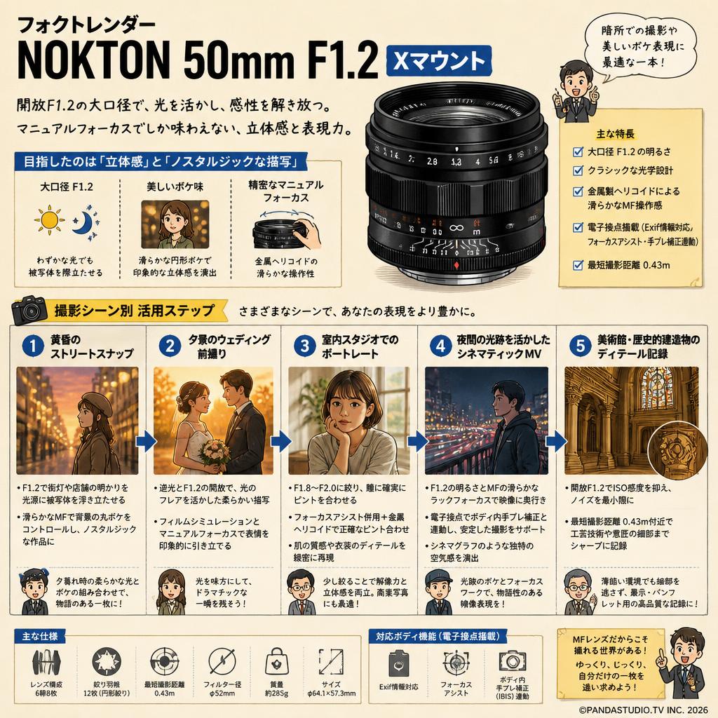 フォクトレンダー NOKTON 50mm F1.2  Xマウント 用途